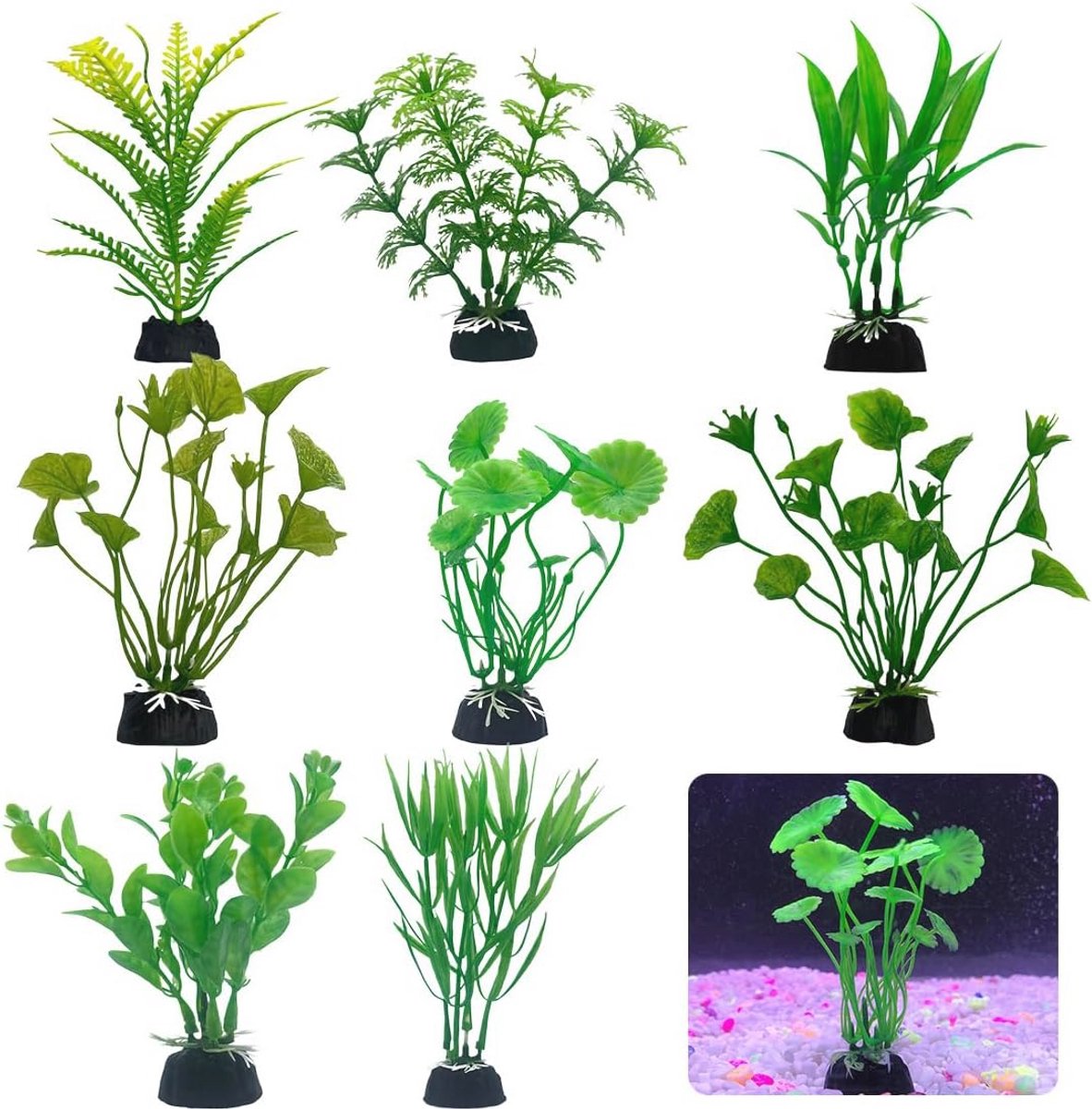 Groene Kunstplanten voor Aquarium - Set van 8 Stuks