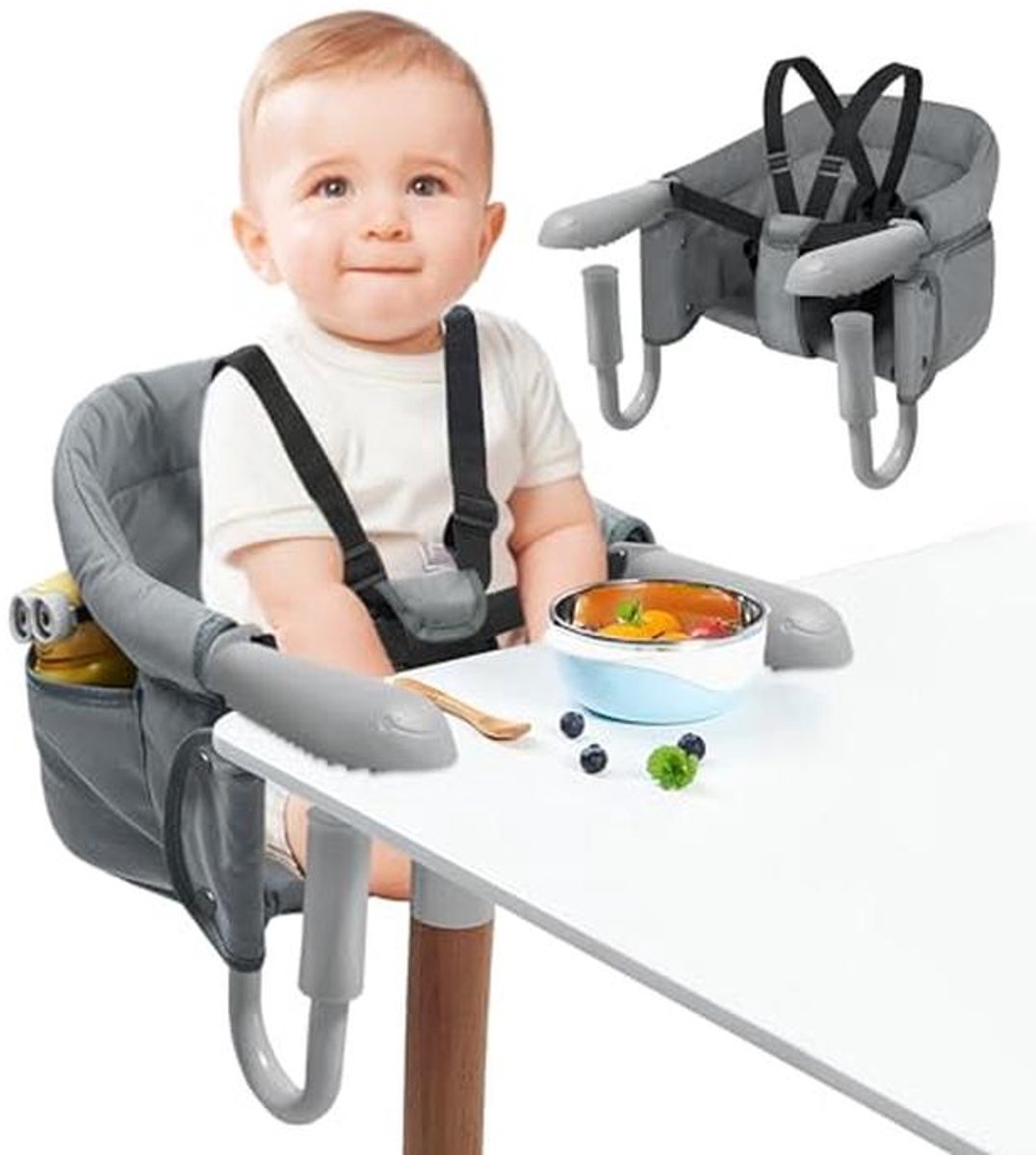 Opvouwbare Baby Eetstoel met Veiligheidsgordel - Comfortabele Hoge Stoel voor Kinderen