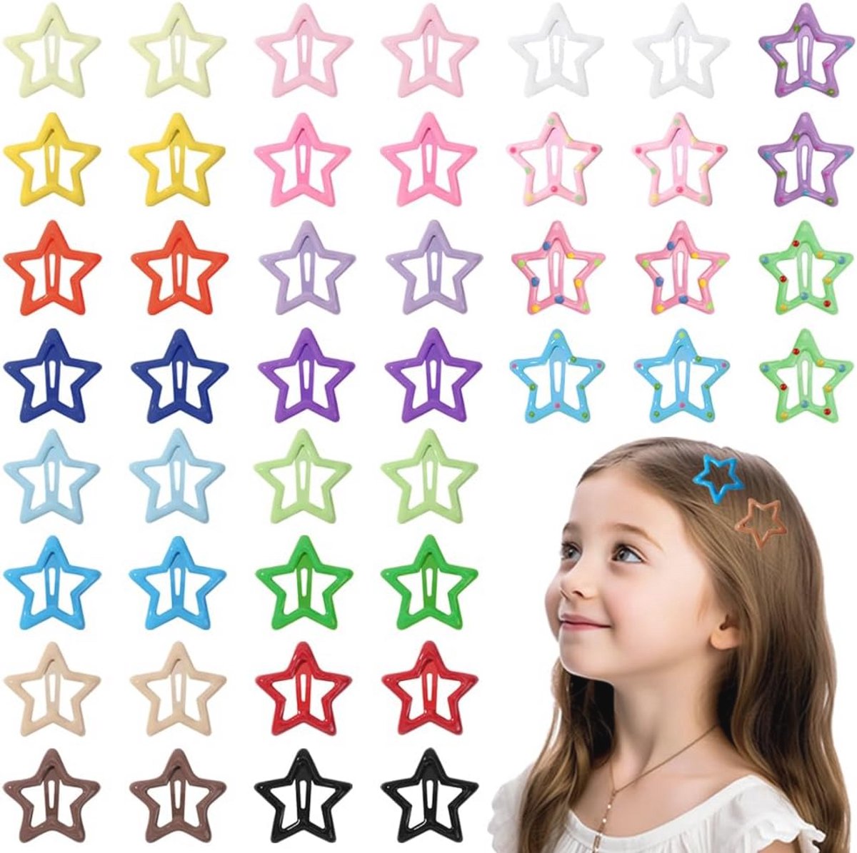 44 Stuks Kleurige Ster Haarclips - Mini Antislip Haaraccessoires voor Meisjes en Vrouwen