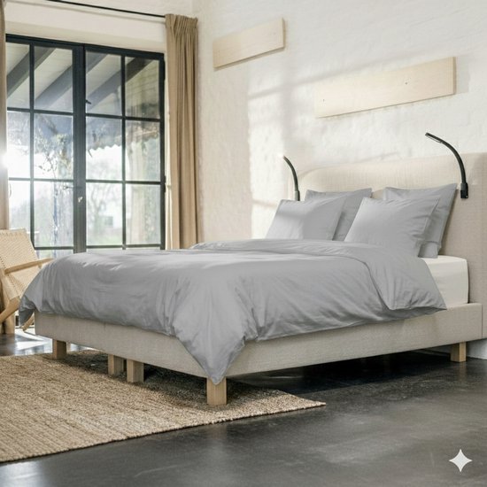 Housse de couette Tuur® 140x220 - 100% Coton Bio - Gris Timeless - Certifiée GOTS - Avec insert goulot de bouteille
