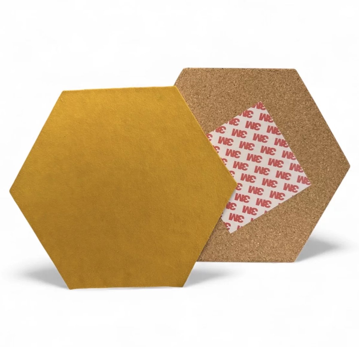 Prikbord | Kurk | Zeshoekig | 20 x 20 | Geel | velours stof |