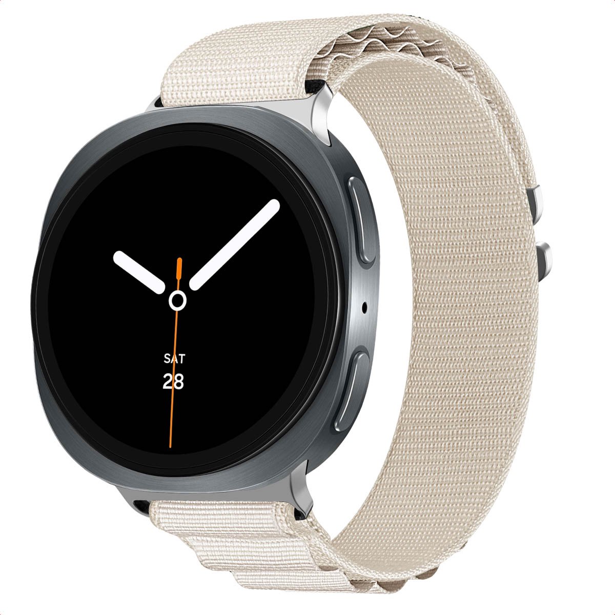 Nylon bandje - Geschikt voor Samsung Galaxy Watch 8 (40/44mm) / Classic (46mm) - Wit