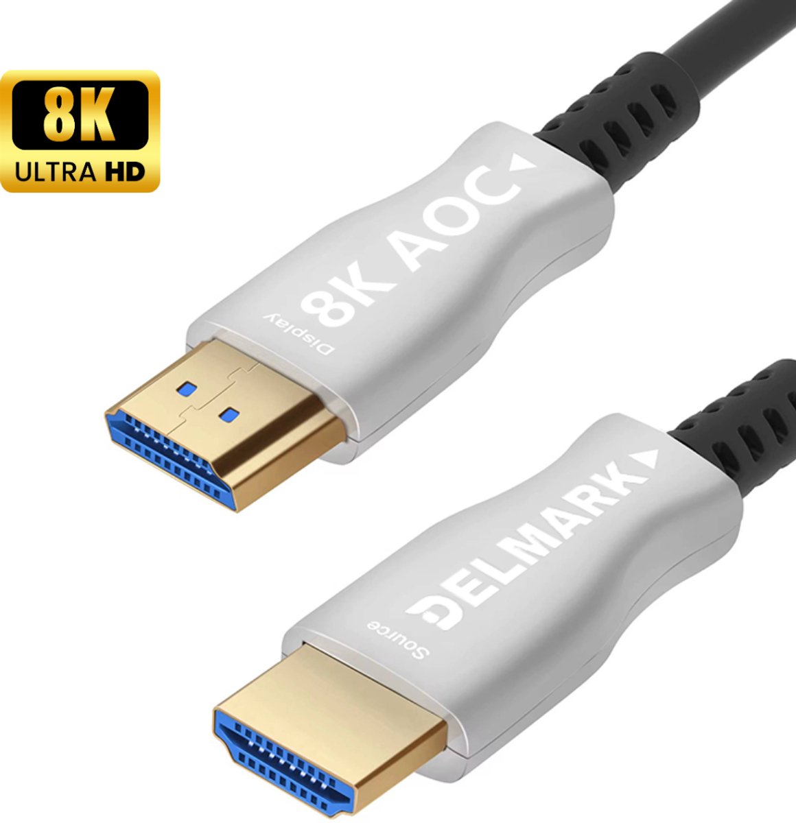 Delmark HDMI 2.1 Kabel - Glasvezel AOC Optical Fiber - 8K@60Hz / 4K@120Hz - 48Gbps - eARC & Dolby Atmos - 10 meter