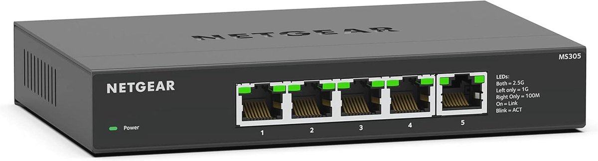 Multi-Gigabit Ethernet Switch 5-Poorten - Desktop of Wandmontage, Met 1G/2.5G Verbindingen