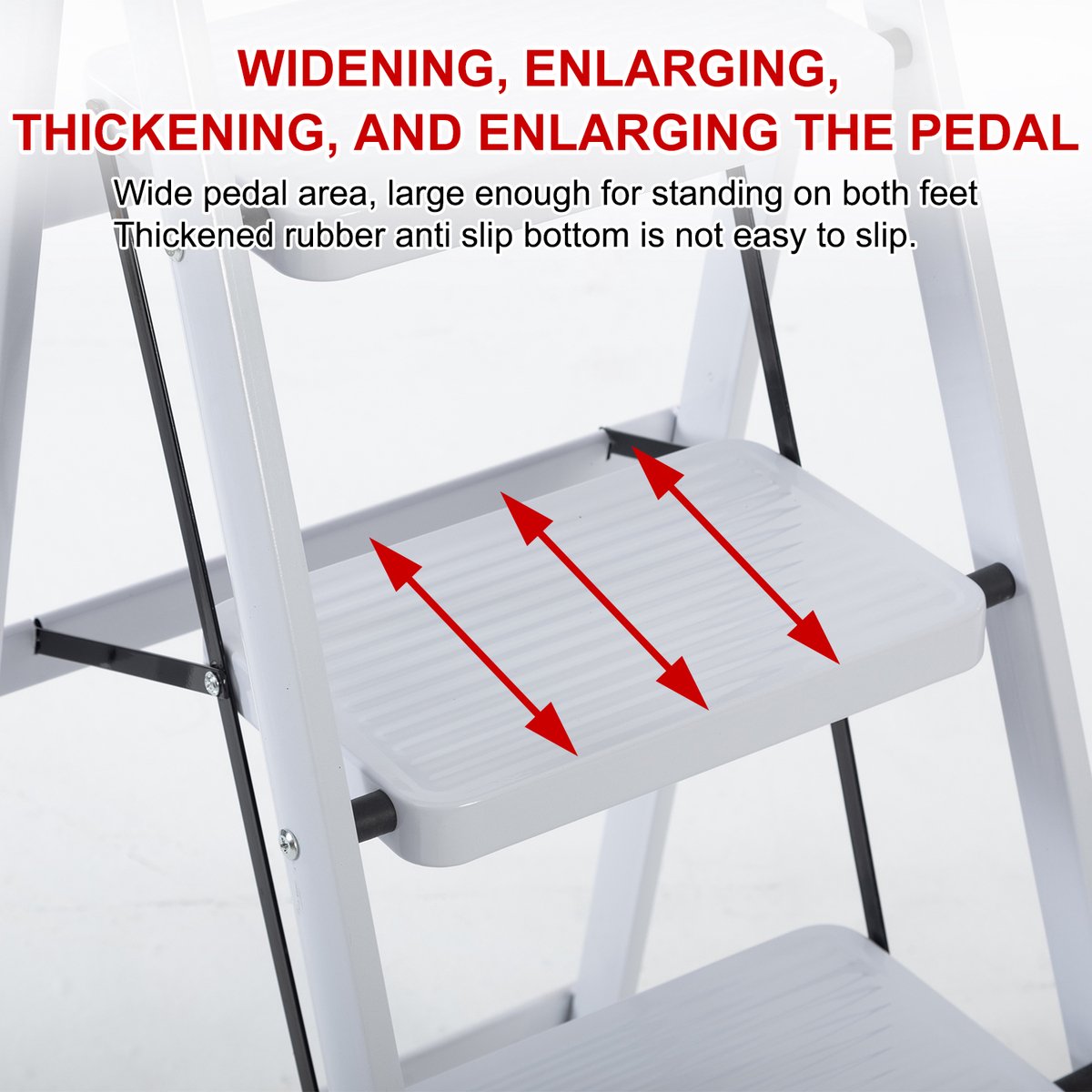 Seven Comfort Huishoudtrap 5 treden - Keukentrap - Opvouwbaar - Trap ladder - Stalen materiaal - 74×47×139cm - Lichtgewicht - Draagvermogen150KG - Wit – foto 3