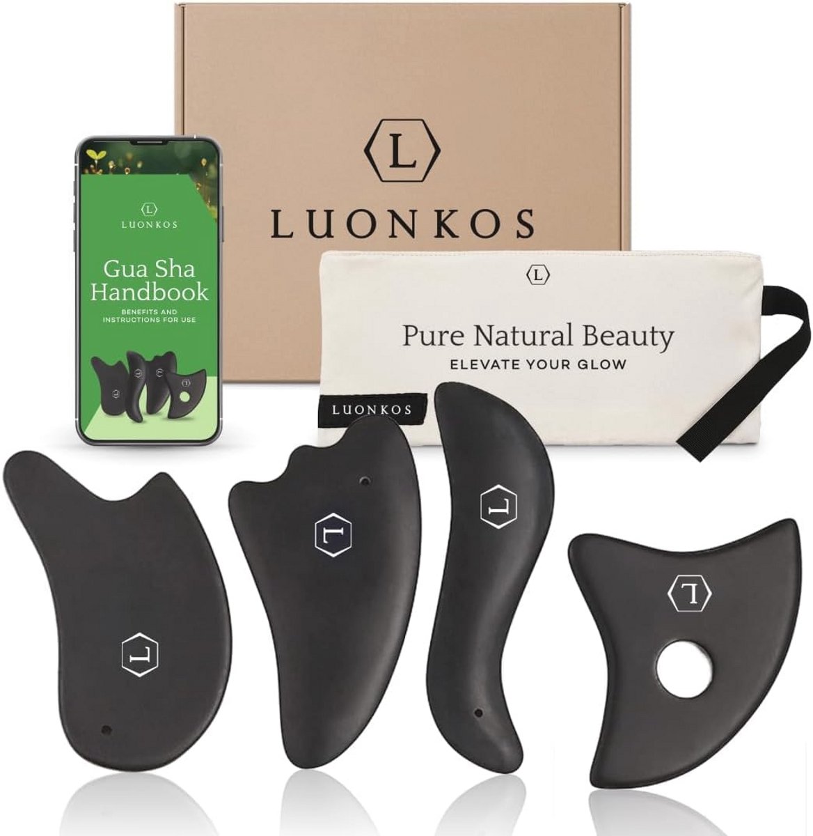 Handgemaakte Gua Sha Massage Tools van Bian Stone voor Gezicht en Lichaam