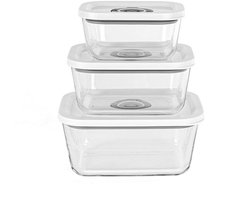Rommelsbacher VCG 1 – Vacuüm glazen bewaardozen (set van 3) – Borosilicaatglas – BPA-vrije deksels – 350 ml / 670 ml / 1100 ml – Geschikt voor vriezer & oven