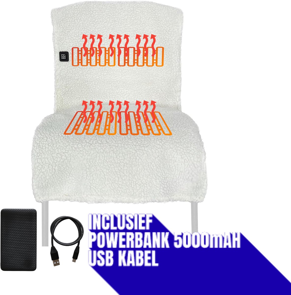 Verwarmde Stoelkussenhoes - Inclusief Powerbank 5000 mAh