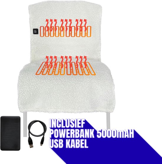 Verwarmde Stoelkussenhoes - Inclusief Powerbank 5000 mAh - Verwarmde - €35,94