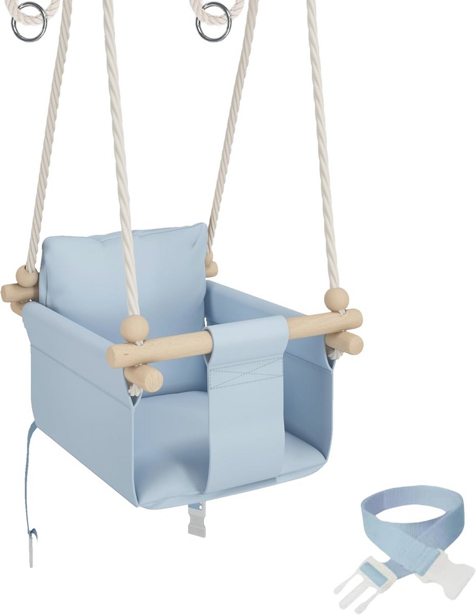 Schommel voor baby's - Houten schommelset met veiligheidsgordel voor binnen en buiten