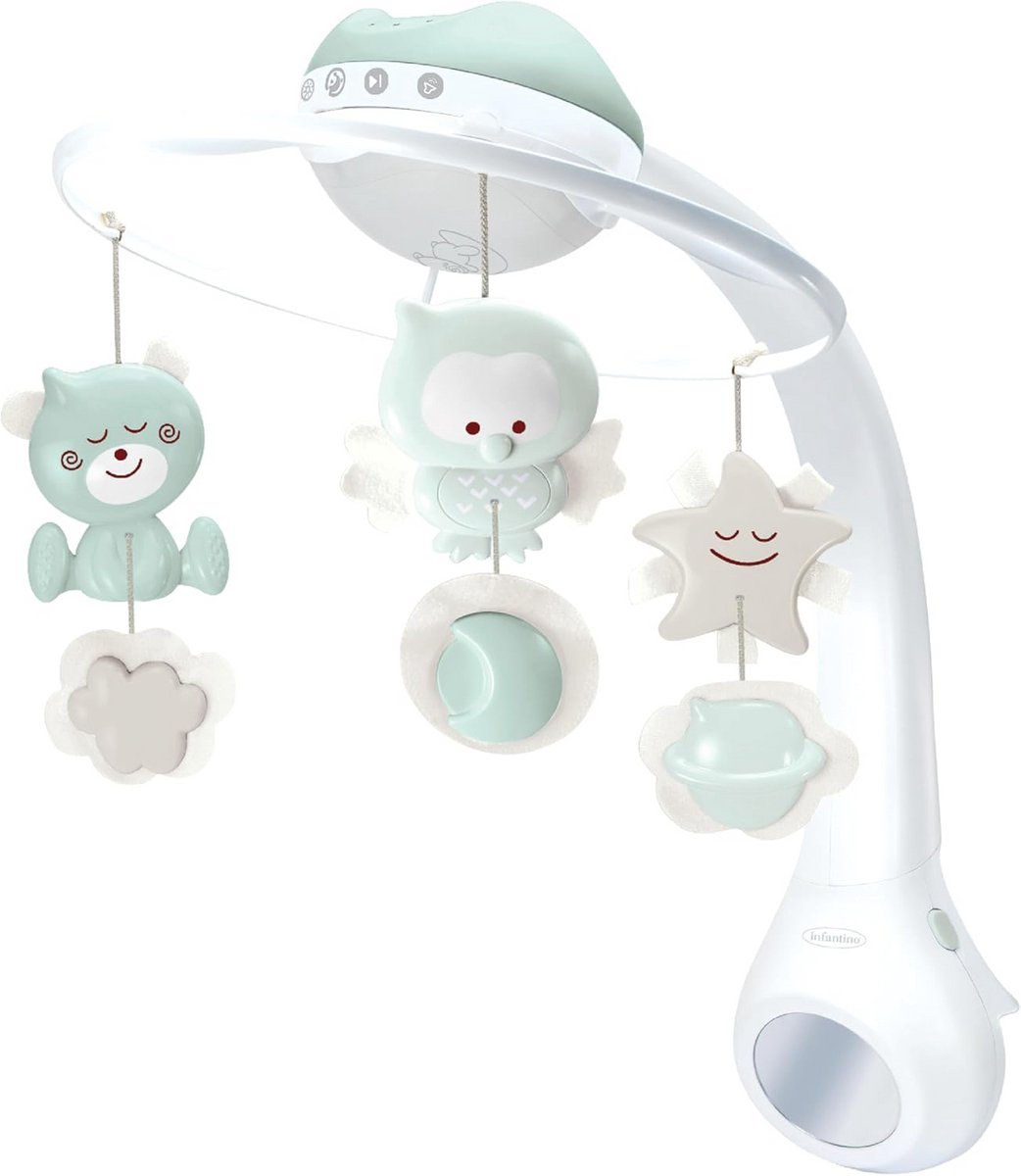 3-in-1 Projector Muziekmobiel - Convertible Mobiel, Tafel- & Kinderbedlamp met Wake Mode en Natuurgeluiden