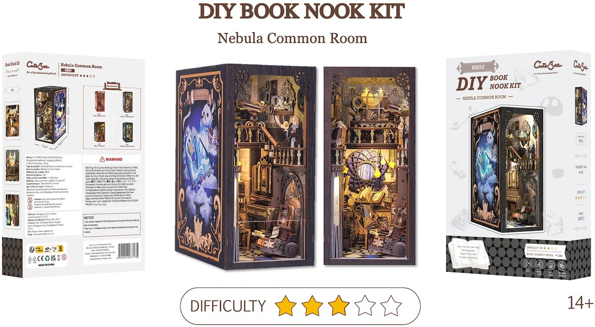 BOOK NOOK KIT - DIY - Nebula Common Room - 350pc + LED Light