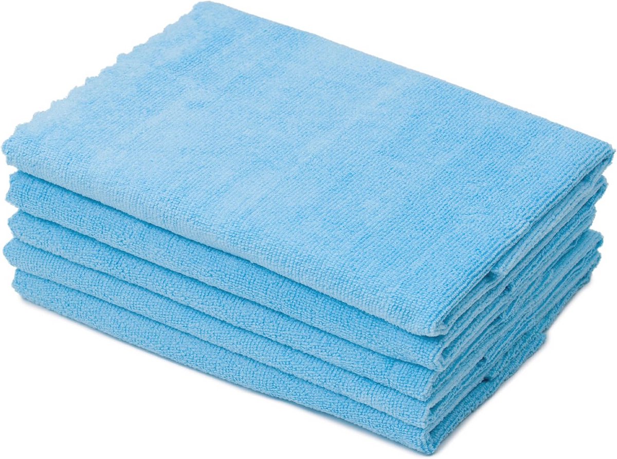 Microvezel Theedoeken 5-Pack 30 x 50 cm - Blauw - Duurzaam en Sneldrogend