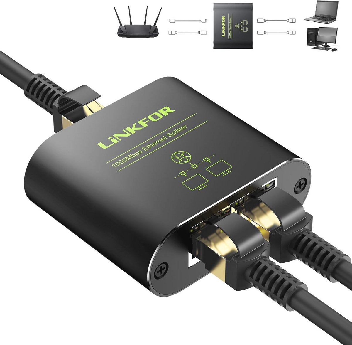 Gigabit Ethernet RJ45 Switch met 2 Poorten voornetwerkverbinding