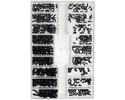 Schroevenset - Schroefset - 500 stuks - M1,2 t/m M2 - Schroeven Set - Verzonken kop - Ronde kop - Diy assortiment - Schroefjes Metrisch - Micro Bril Reparatie Set - Geschikt voor Brillen Horloges Telefoons Camera's Laptops Schroeven - Zwart