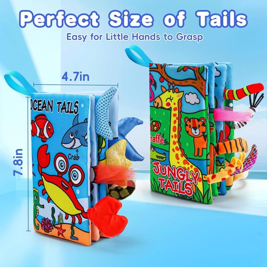 2-delige Set Baby Stoffen Boek (Giraffe + Krab), Hoog Contrasterende Sensorische Speelgoed, Kreukelboek voor Baby's, Geschikt voor 0-12 Maanden — afbeelding 2