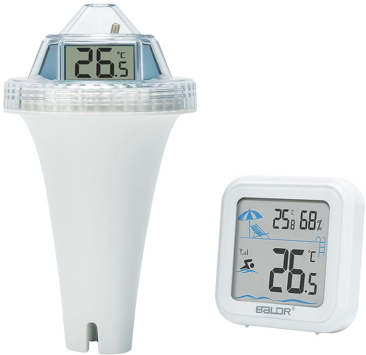 Draadloze Zwembadthermometer - Drijvende Digitale Thermometer met IP67 Waterdichtheid en Drie Grote LCD-schermen voor 360° Zicht