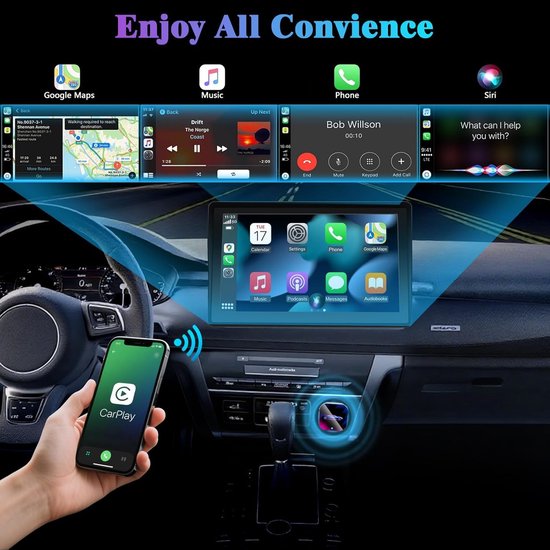 Daity 1 stuk - Draadloze CarPlay-adapter - van bedraad naar draadloos - ondersteunt CarPlay en Android Auto - geschikt voor kleine apparaten zoals de iPhone Mini - USB/Type-C-interface, plug-and-play - compatibel met iOS en Android 10 en hoger. van Merkloos — afbeelding 4
