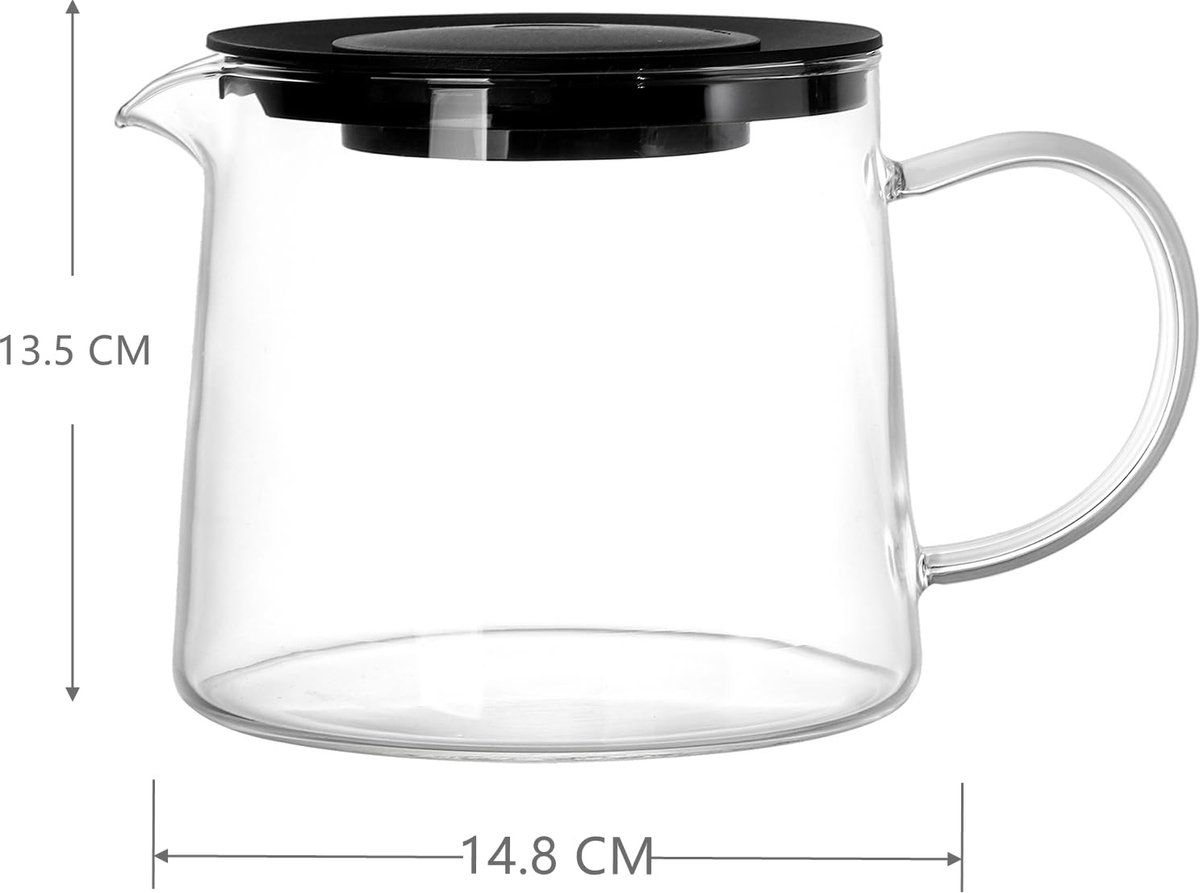 Unyqoos® Stijlvolle glazen theepot met roestvrijstalen filter en afneembare infuser — cadeau in Kookcadeaus - foto 3