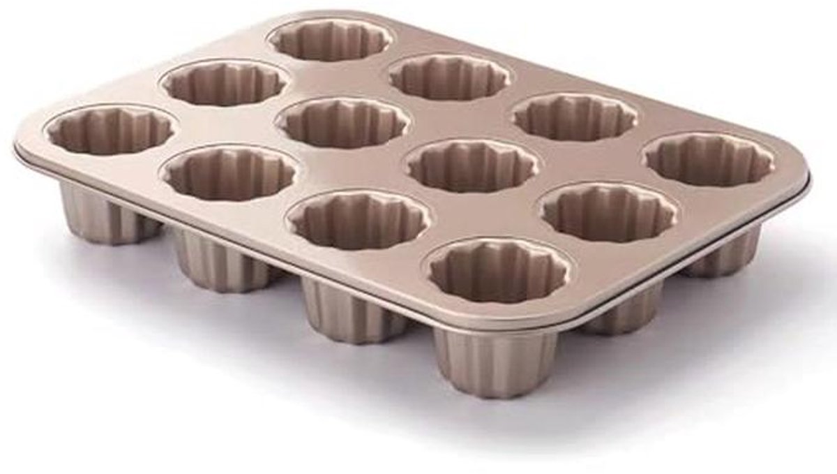 Bakvorm voor Canelé van Koolstofstaal - Gouden (12 holte)