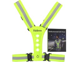 Valero Reflecterend LED Hardloopvest – Veiligheidsvest met Verlichting – Waterbestendig – Hardlopen, Fietsen & Wandelen