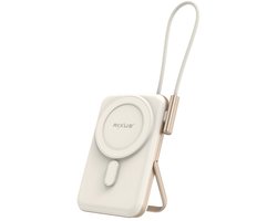Rixus Magnetic Powerbank 10.000 mAh With USB-C Cable Build-In - With Foldable Stand and Digital Display - Rose Gold - RXPB29