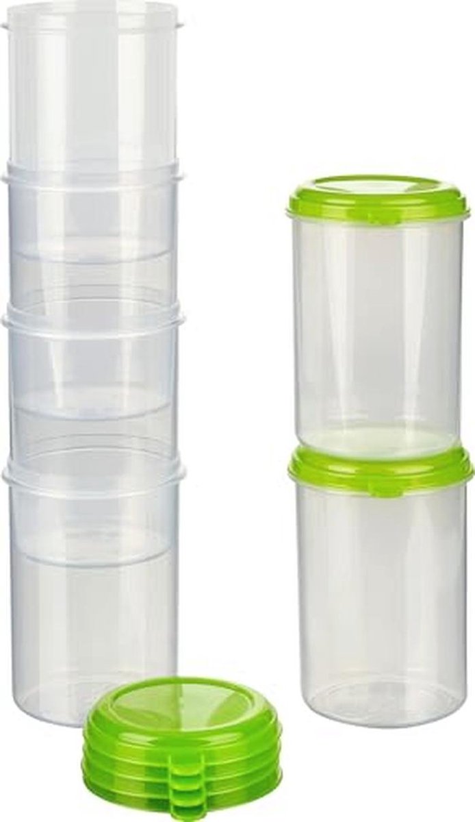 Voedseldozen set van 6 ronde diepvriesdozen - 1 liter, groen