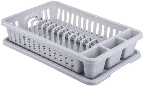 Egouttoir gris Curver avec compartiments pour couverts et espace pour assiettes.