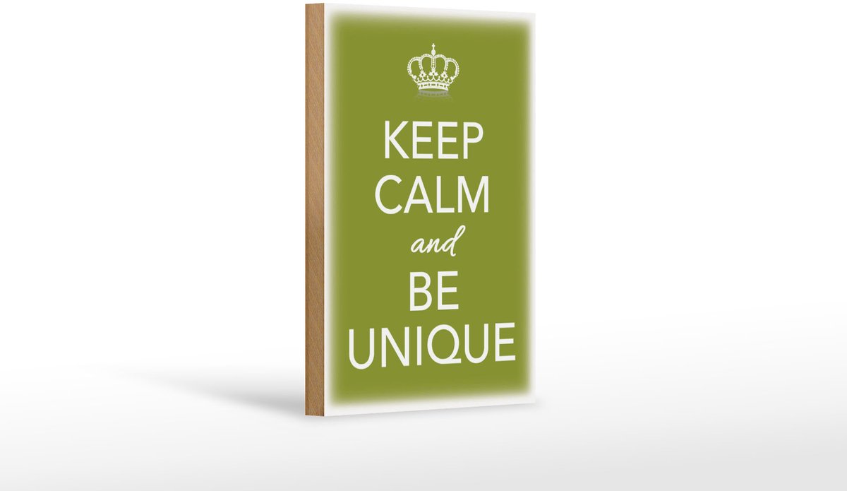 Holzschild Spruch 12x18cm Keep Calm and be unique