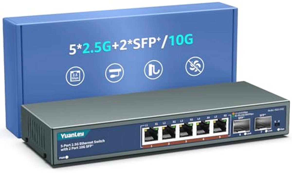 Umanaged Ethernet-switch 7 poorten 2,5G voor snellere verbindingen