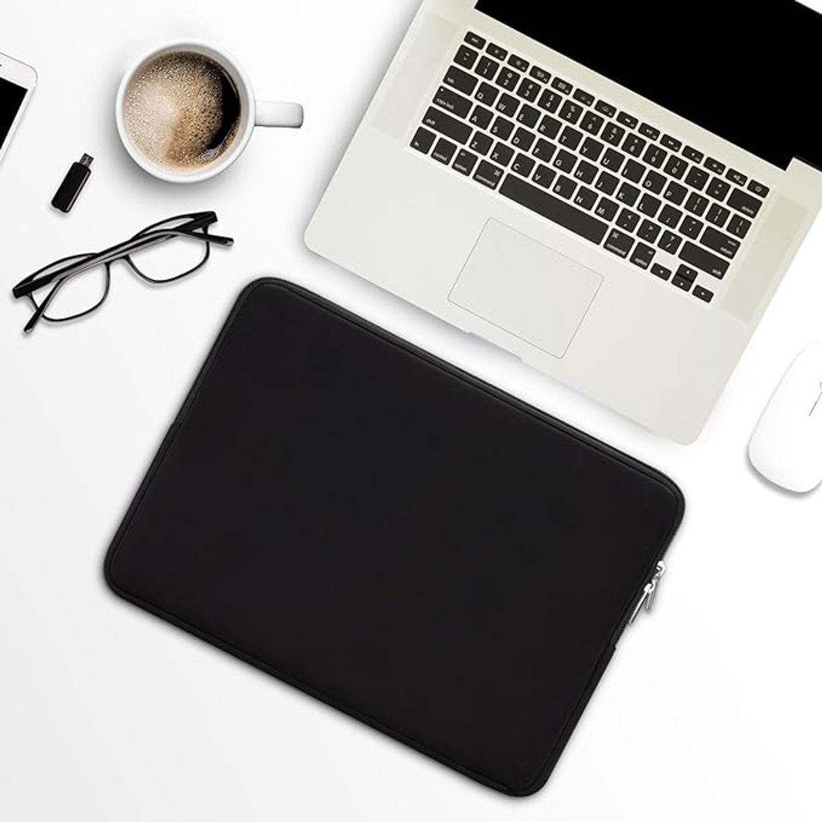 Laptophoes 15,6 inch schokbestendig krasbestendig sleeve cover case voor MacBook Chromebook zwart - Afbeelding 3