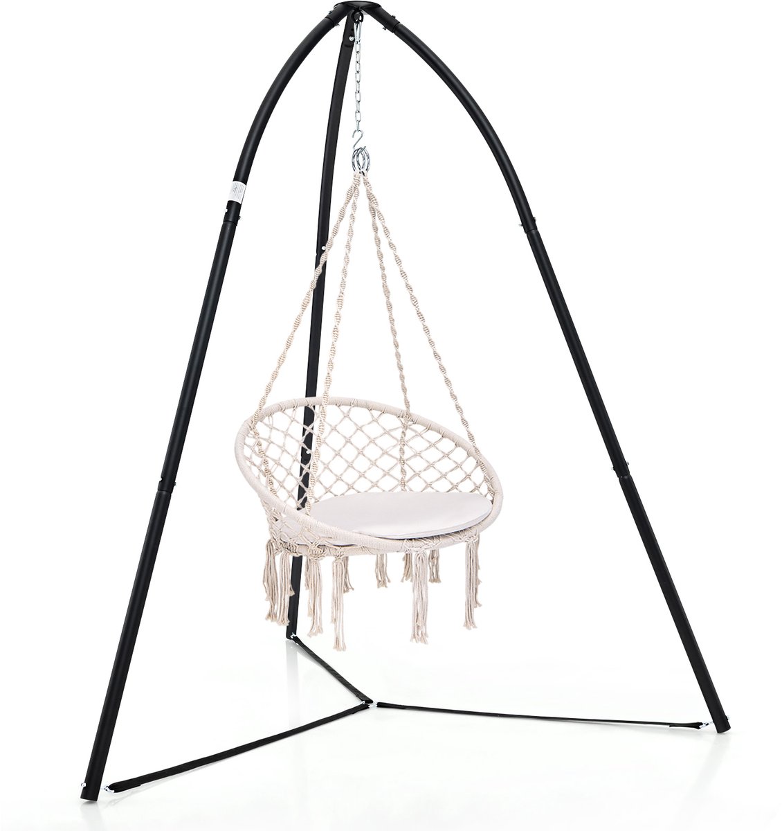 COSTWAY Hangstoelframe met driepoten, frame voor hangstoel/hangstoel, hangstoelframe tot 200 kg belastbaar, hangstoelstandaard van metaal, hoogte 218 cm