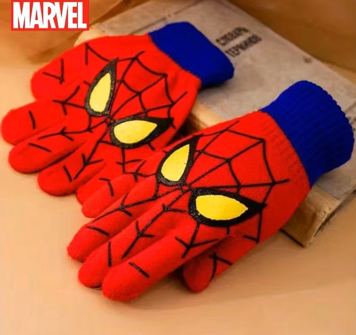 1 Paar Spider-Man Handschoenen - Rood Webpatroon met Spinnenogen, Winter Thermische Handschoenen voor kinderen Kerstcadeaus - Koude Weeruitrusting, Stripboek Stijl, Duurzaam Materiaal, Thema Accessoires,