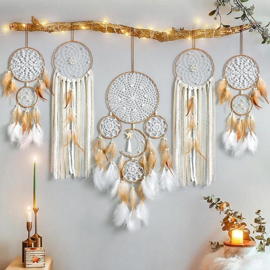 EasyBravo Levensboom dromenvanger macramé muur opknoping boho dromenvangers voor vintage bruiloft huisdecoraties