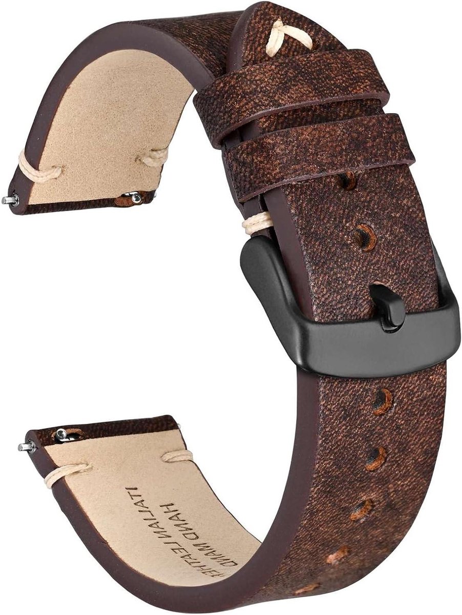 Nordivar - Horlogebandjes Heren van Italiaans Leer, Snelsluiting, Breedte 18mm 20mm 22mm