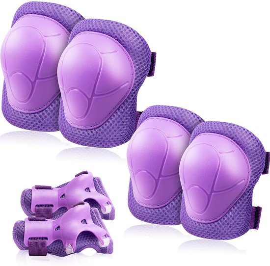Gsedaox-Skate beschermset-6 stuks-Kniebeschermers voor kinderen -Skate bescherming-beschermers skeelers/ skate-kniebeschermers, elleboog + polsbeschermers-voor Skateboard Fiets Scooter Skates-Paars