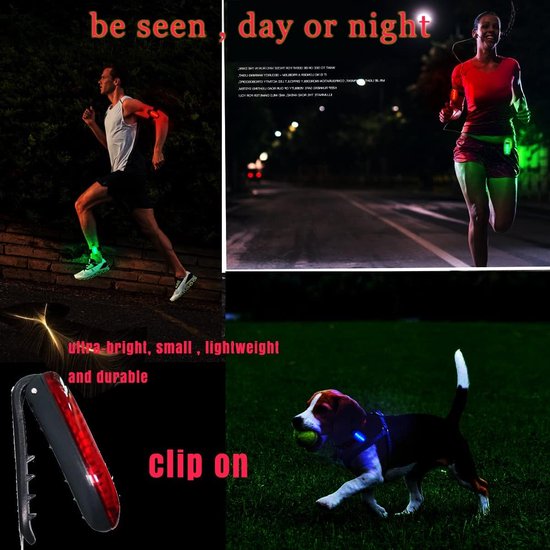 LED Fiets Achterlicht (4 Stuk) - Stroboscoop + Clip-op + Reflecterend - Veiligheidslamp / Fietsaccessoire / Hardloper Lamp / Honden Veiligheidslicht - Ideaal voor Fietsen, Wandelen, Rennen & Nachtveiligheid — afbeelding 3