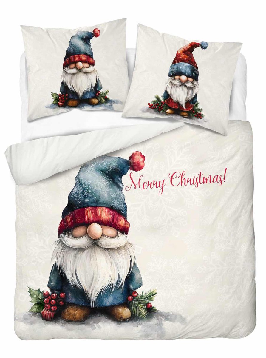 Kerst Dekbedovertrek 220x200cm Katoen 2 Kussenslopen 70x80cm Christmas Xmas Kabouter