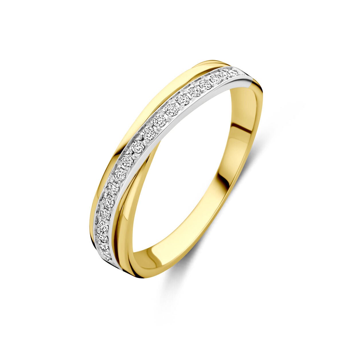 14K Bicolor Gouden Geel/Wit Ring Diamant 0.13Ct H Si 4209065