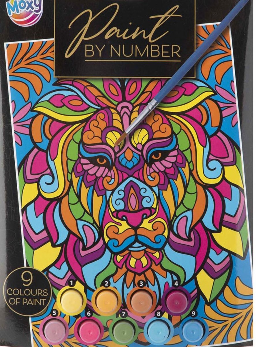 paint by number - complete schilderset - leeuw