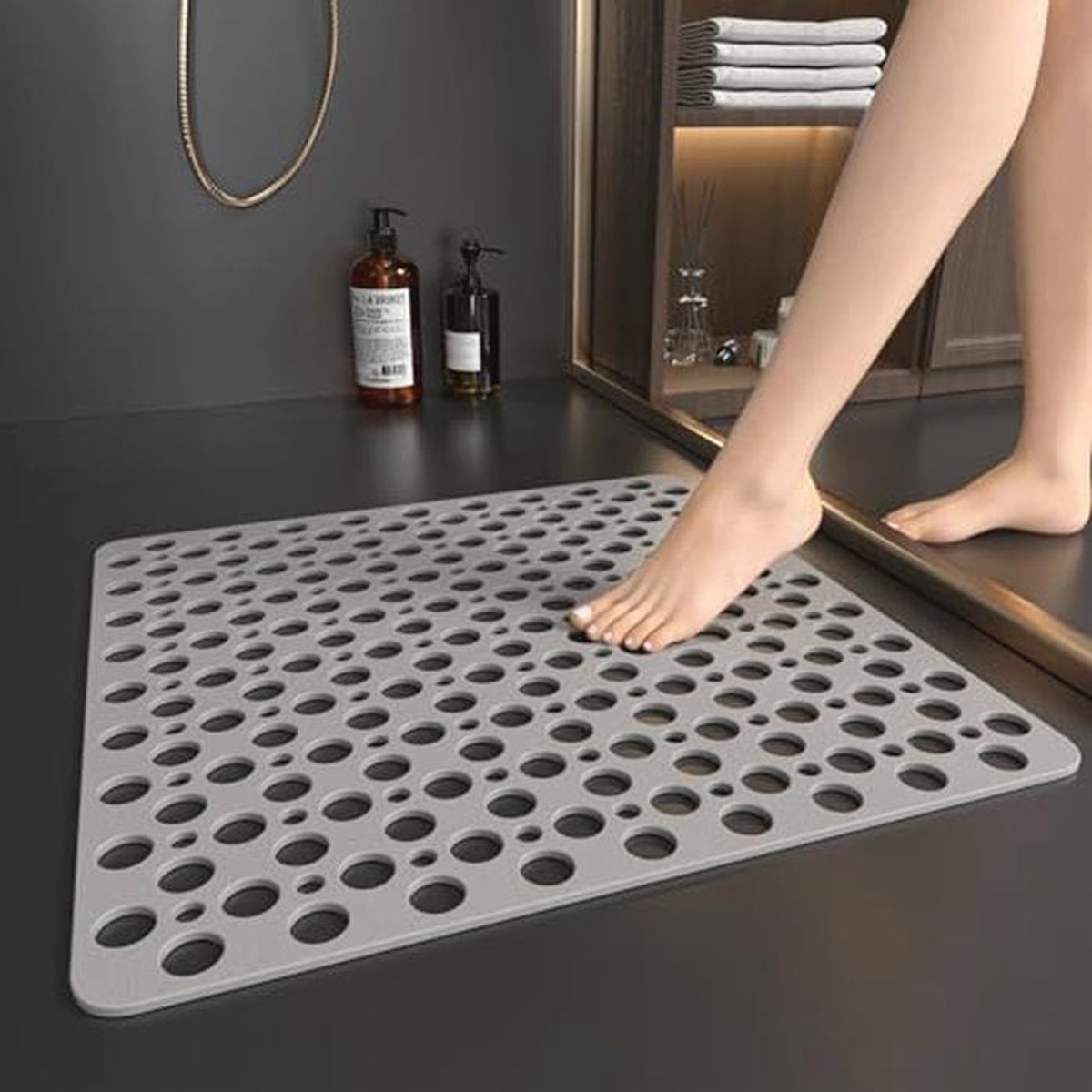 Vierkante Antislip Douchemat met Zuignappen - Perfecte Bescherming tegen Glijden - 53 x 53 cm