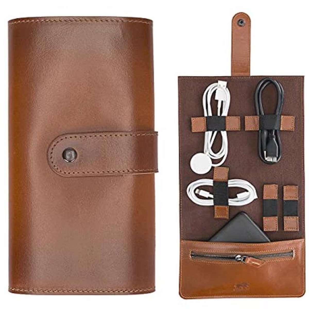 Organizer voor mobiele telefoon en accessoires - cognac bruin