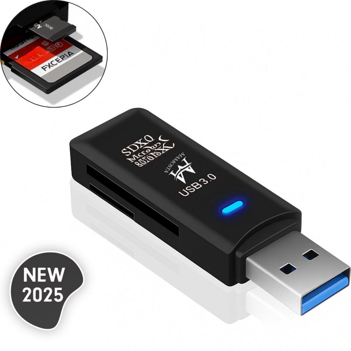 Mamosta® SD Kaart lezer - Card reader USB 3.0 - Kaartlezer SD kaart - Geheugenkaartlezer - Micro SD kaartlezer - USB kaartlezer
