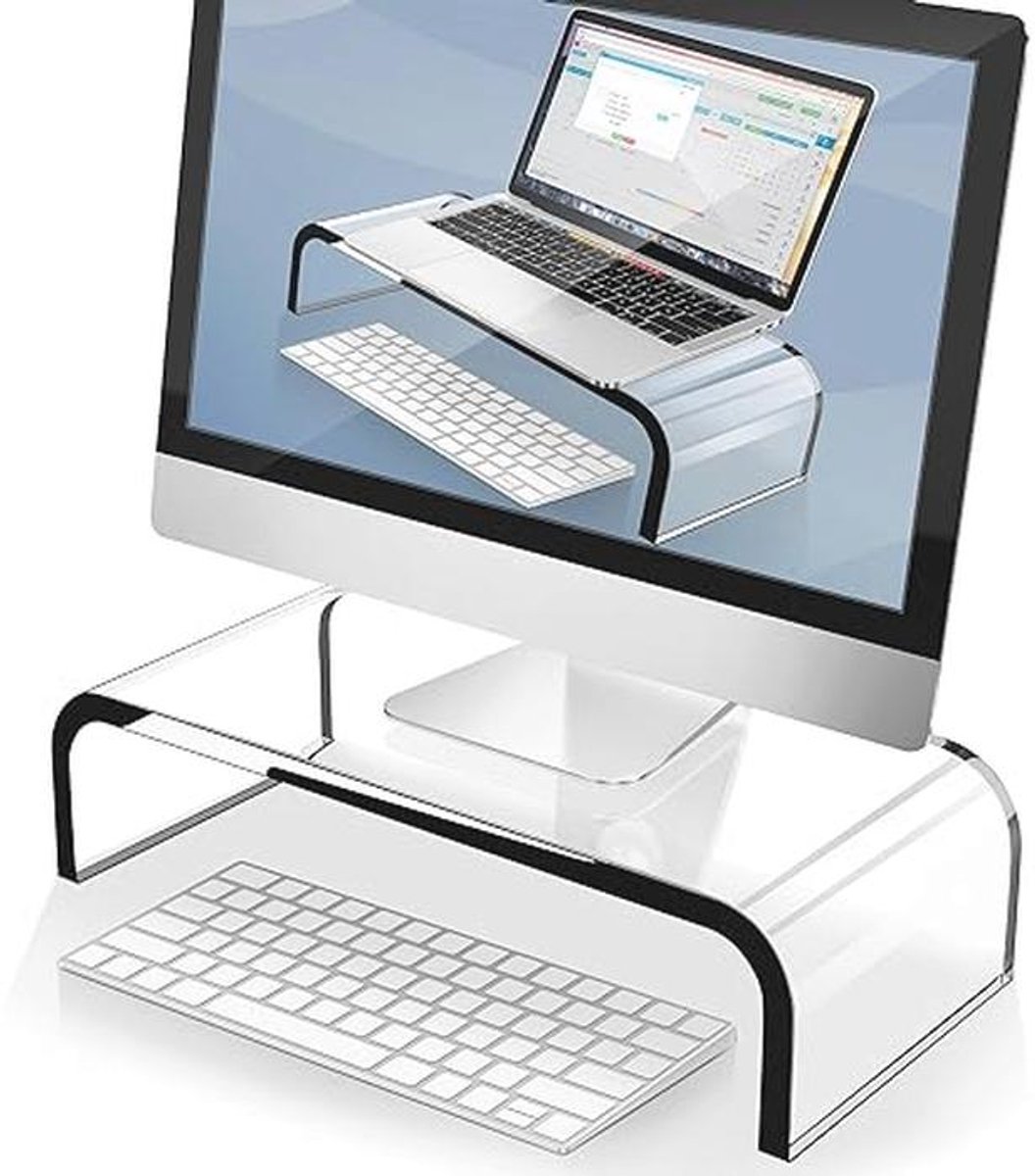 Acryl Monitorstandaard voor Verbeterde Ergonomie en Ruimtebesparing
