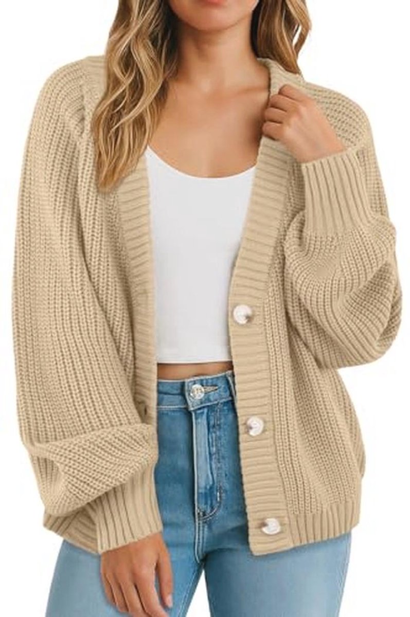 Dames Vesten met Open Voorkant en Lange Mouwen - Oversized V-hals Truien