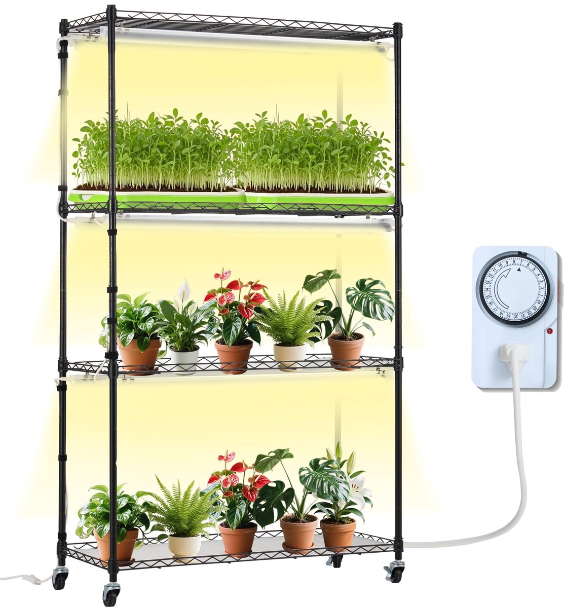 Ibenzoa® Metalen plantentafel met geïntegreerde kweeklamp voor binnengebruik