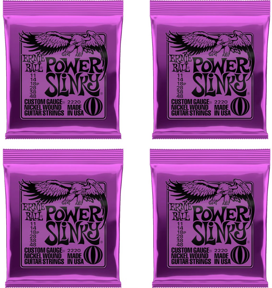 Ernie Ball 2220 Power Slinky snaren voor elektrische gitaar (4 sets)