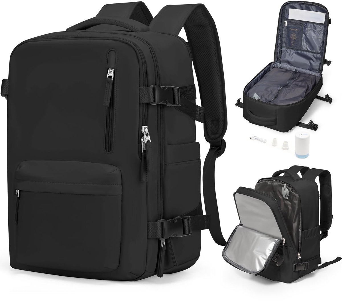 IMPERATORIS® Rugtas Traveler met vacuüm met Compressiesysteem & Laptopvak - 22-48L - Waterdichte Reistas - Handbagage Backpack - zwart