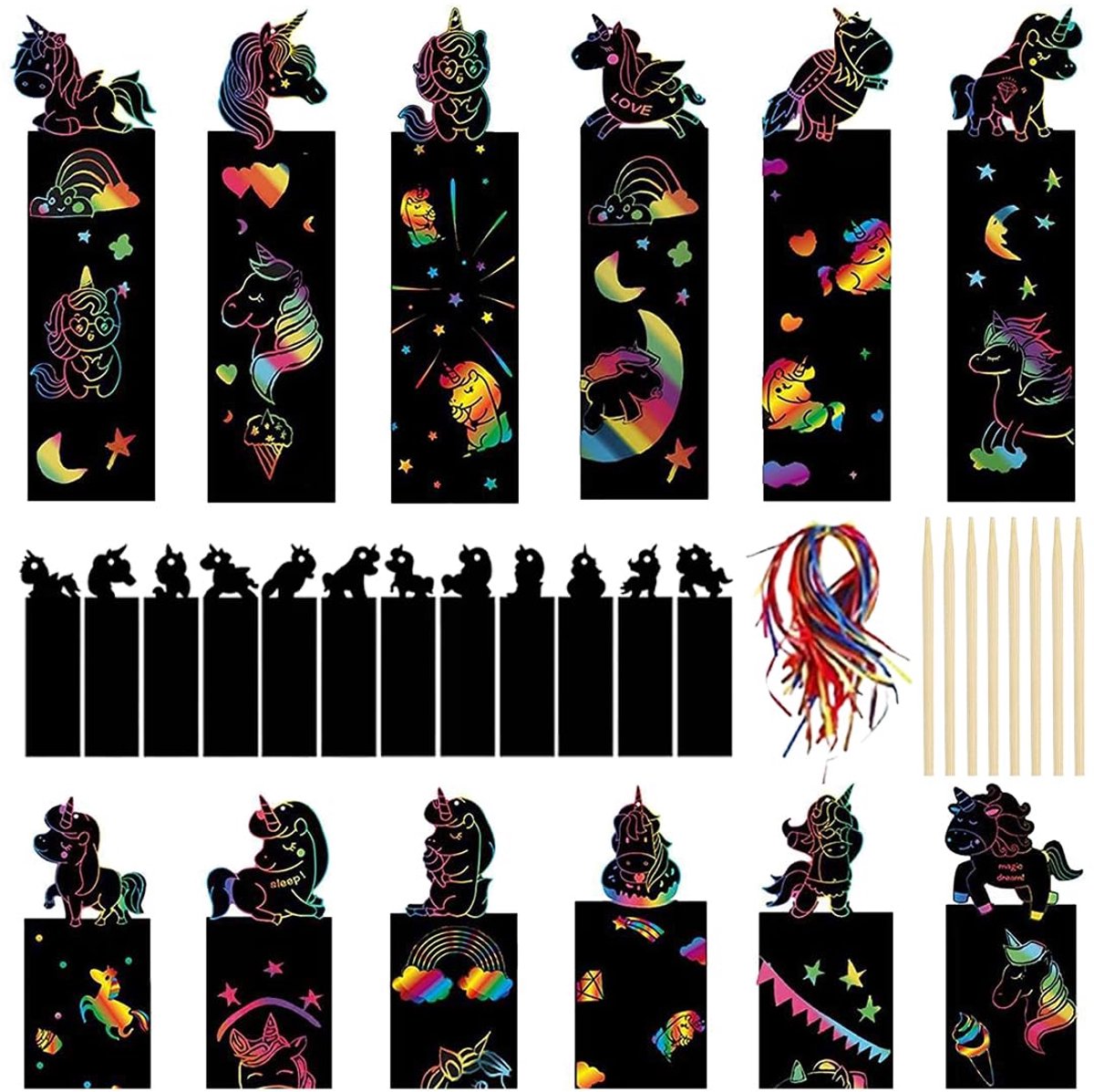 IMPERATORIS® Scretch Art - Kinderen en Volwassenen - Magic Kras Tekeningen - Kraskaarten/Kraskaart - Knutselen Tekenen DIY - Hobby & Creatief - 24 stuks