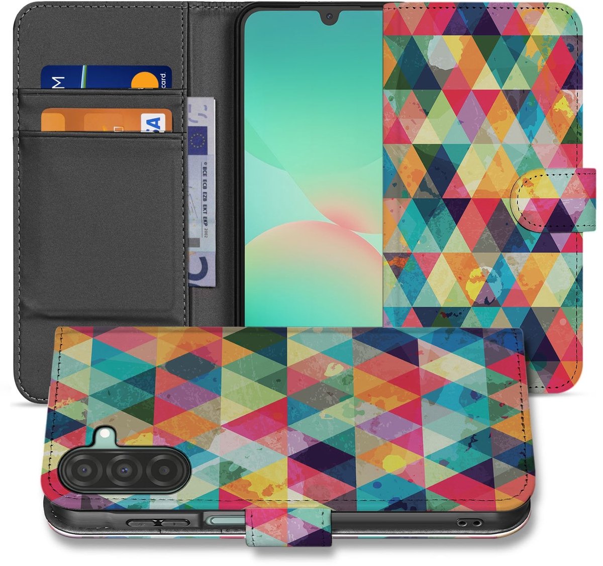 Samsung Galaxy A17 Bookcase Hoesje Geruit Met 3 Pasjes